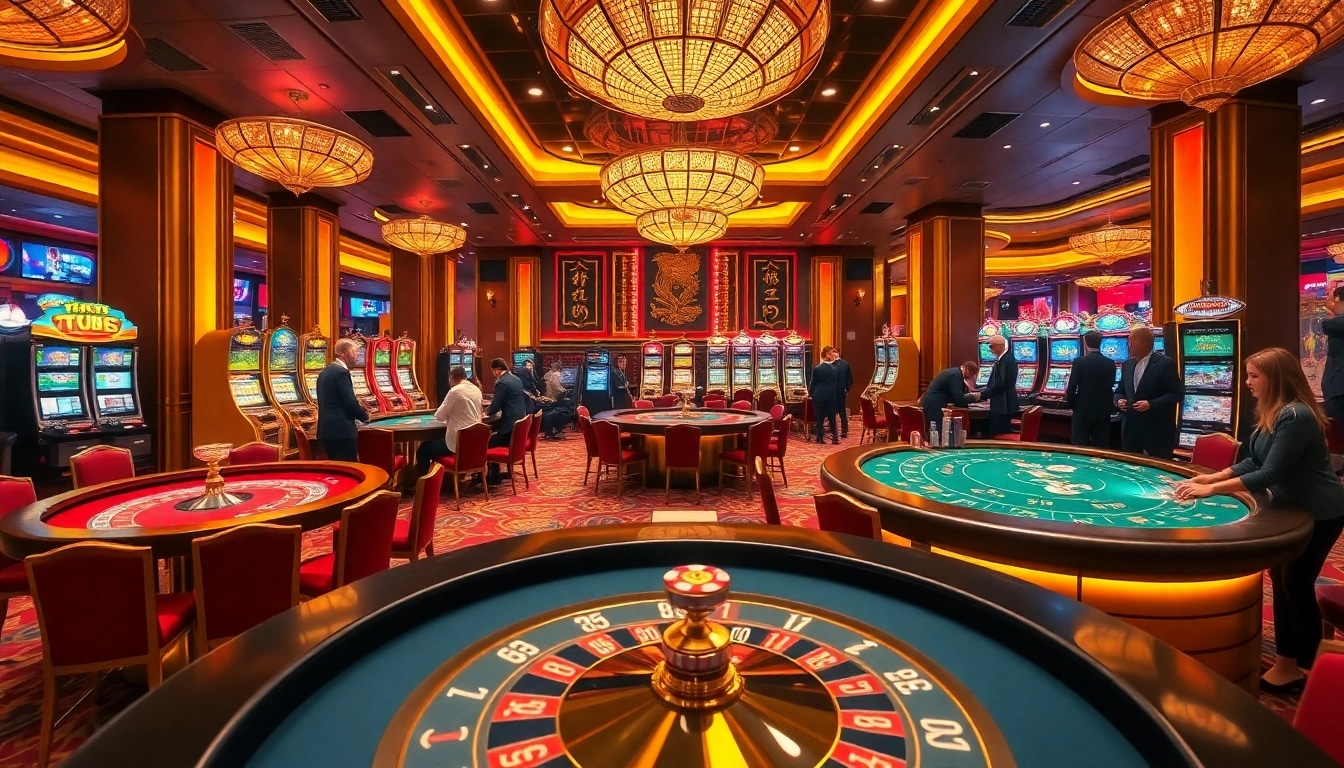 Engaging gamblers enjoying TT88 casino games at vibrant roulette and blackjack tables.