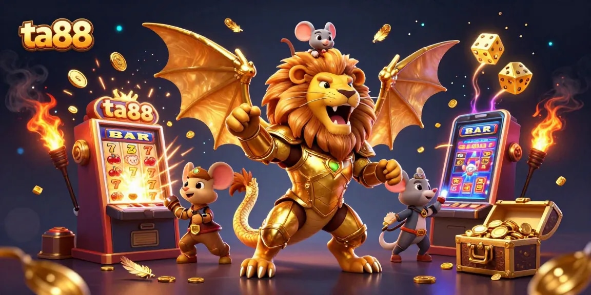Experience thrilling gameplay at ta88 with a stunning lion-headed chimera bursting with jackpot excitement.