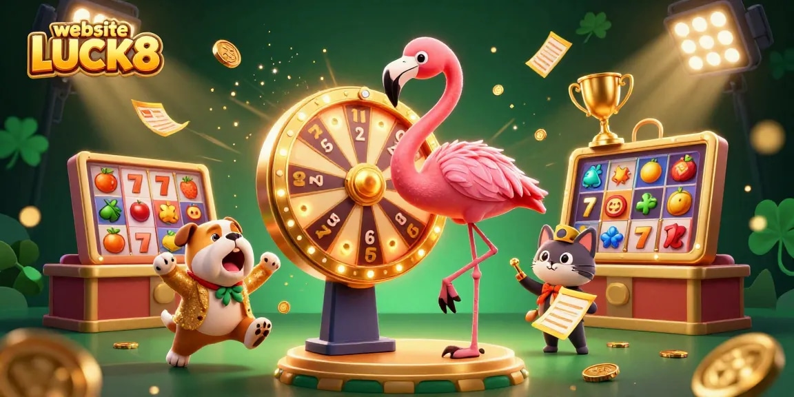 Engage with exciting gameplay at website LUCK8 featuring dynamic slot reels, golden prizes, and fun characters.