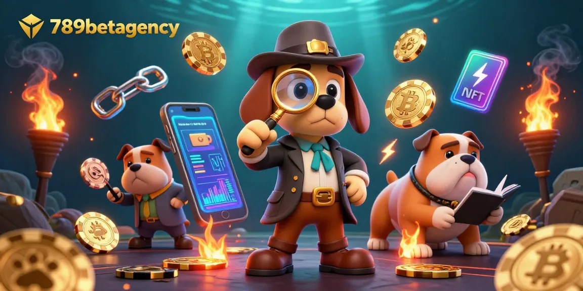 Engage with the vibrant 789betagency scene featuring a detective and clues amidst dynamic casino elements.