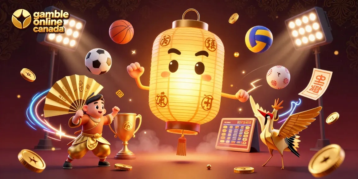 Experience the thrill of gamble online canada with vibrant casino scenes filled with animated sports and lucky symbols.