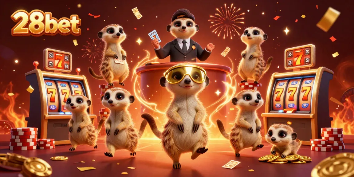 Join the excitement with 28bet at a miniature meerkat casino, filled with colorful slot elements!
