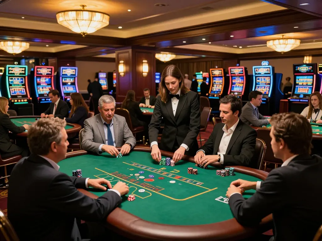 Experience Đăng ký Red88 with excited players at a luxe blackjack table in a vibrant casino