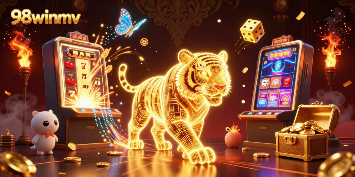 Experience thrilling gameplay at 98winmv with a vibrant casino atmosphere featuring golden tiger and jackpot.