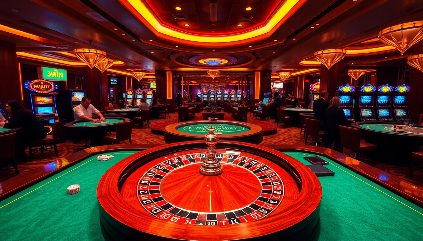 Players experiencing excitement at 3WIN casino games with roulette and poker.