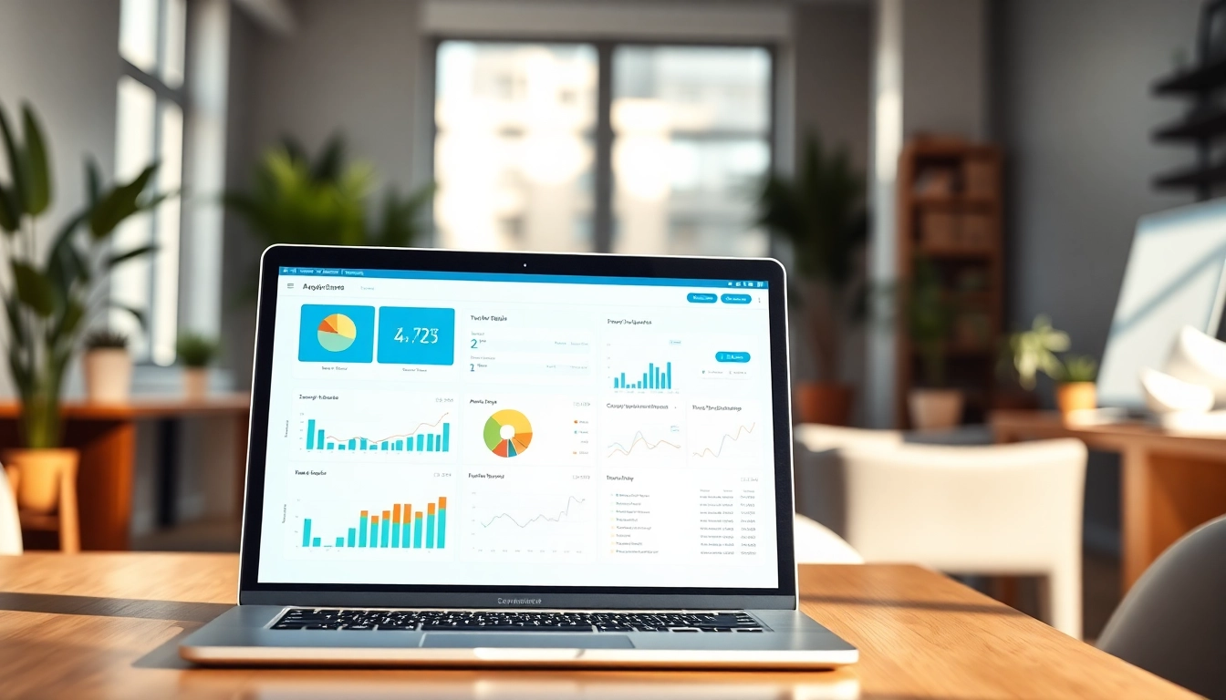 Visualize supply chain management software tools being utilized on a laptop in a contemporary workspace.