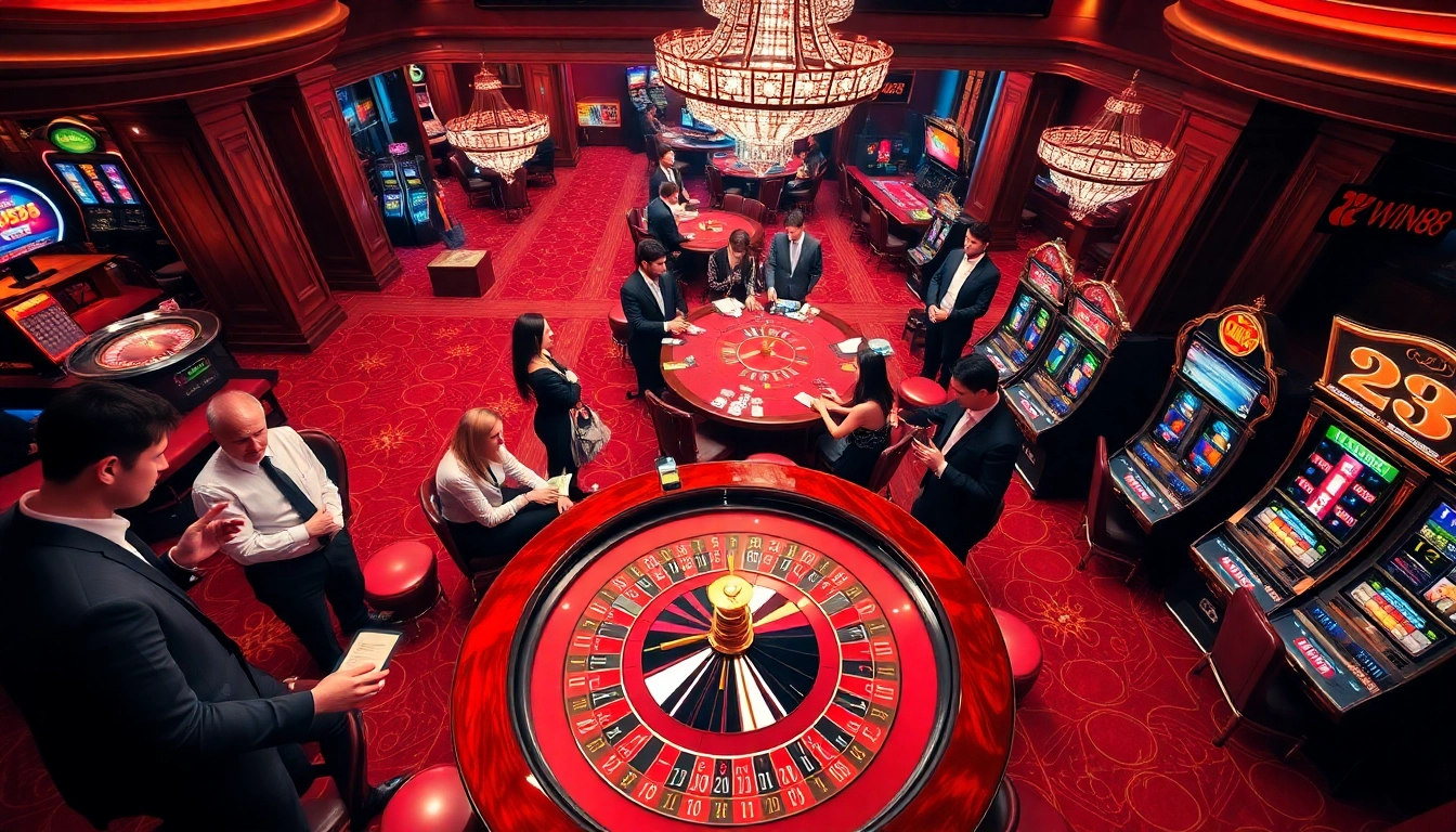 Experience thrilling gambling excitement at WIN88 casino with luxurious slot machines and roulette tables.