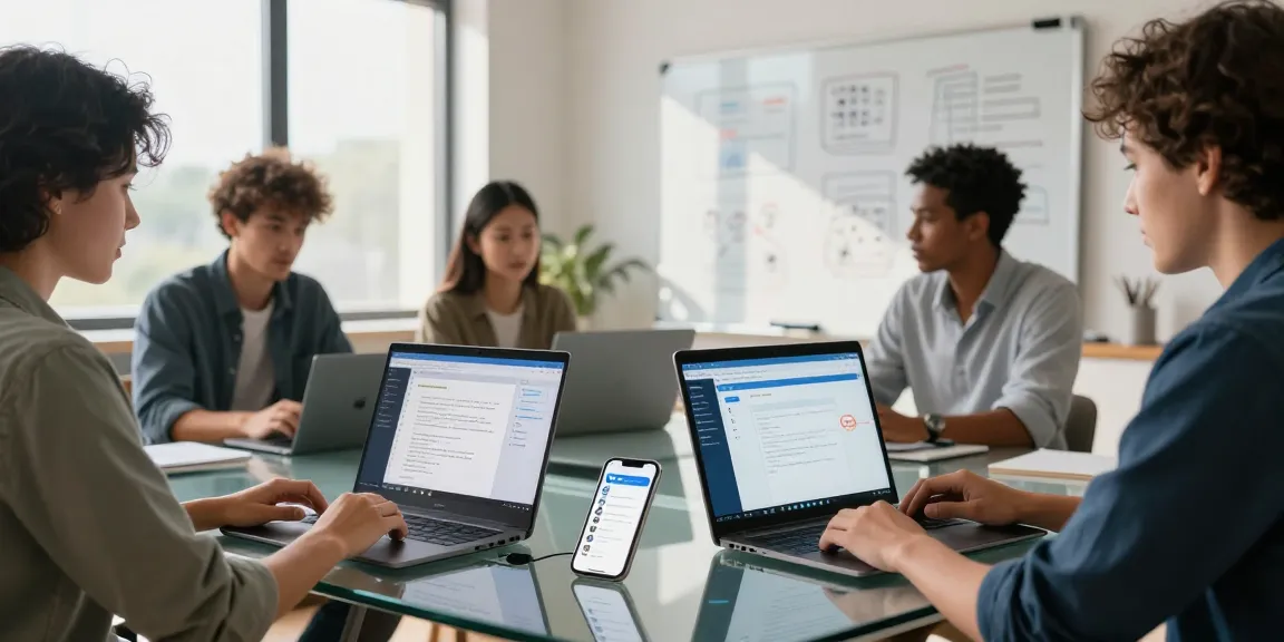 Telegram download showcased in a collaborative tech workspace with diverse professionals using their devices for effective communication.