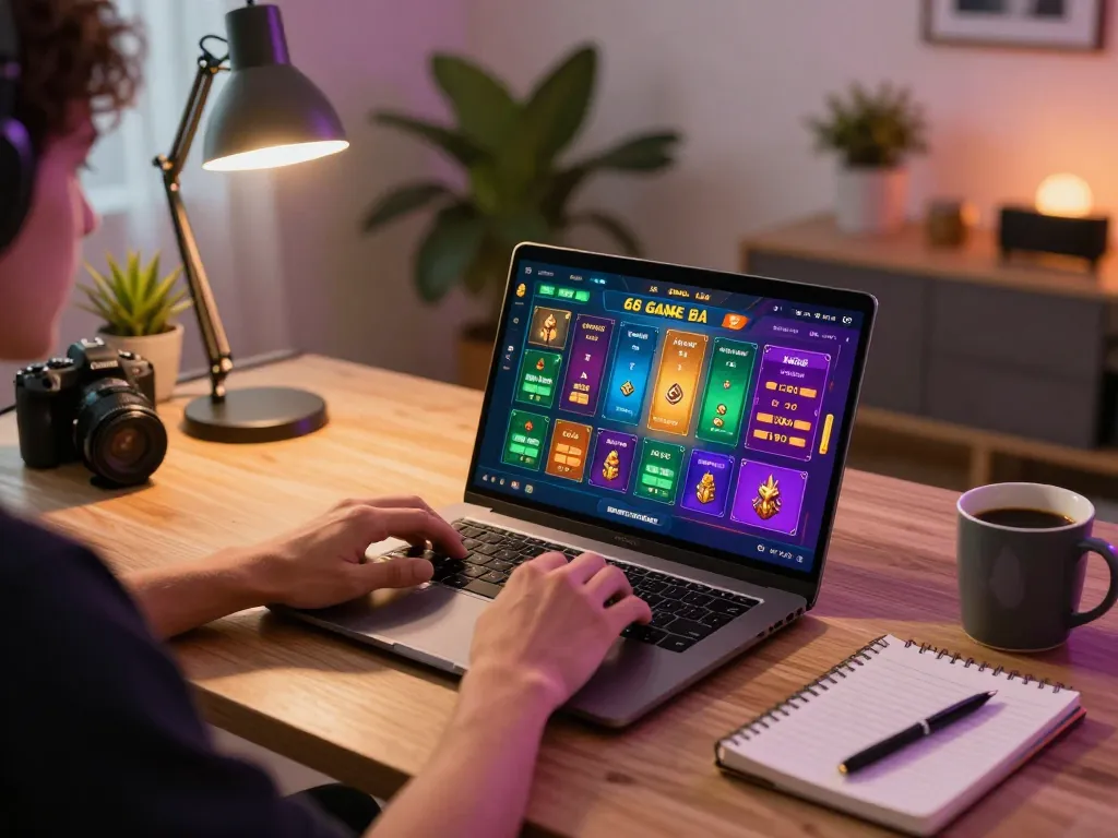 Engaged player enjoying 68 Game Bài online, showcasing an interactive gaming setup with strategy notes.