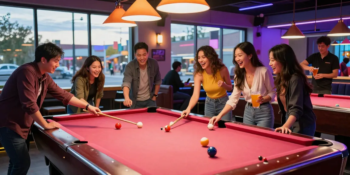 Friends enjoying pool tables Mississauga in a vibrant sports bar
