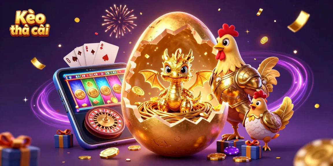Kèo nhà cái reveals thrilling betting opportunities with a golden dragon and sports elements in a vibrant casino scene.
