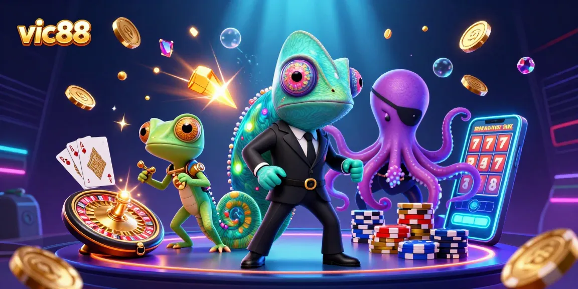 Win big with vic88's thrilling gaming experience featuring vibrant characters and casino elements.