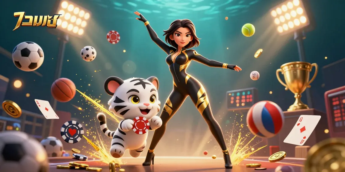 Experience thrilling แทงบอล action with a stunning acrobatic gambler and a playful tiger!
