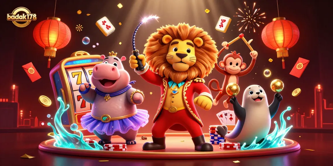 Experience thrilling wins at badak178 with a colorful 3D casino scene full of excitement.