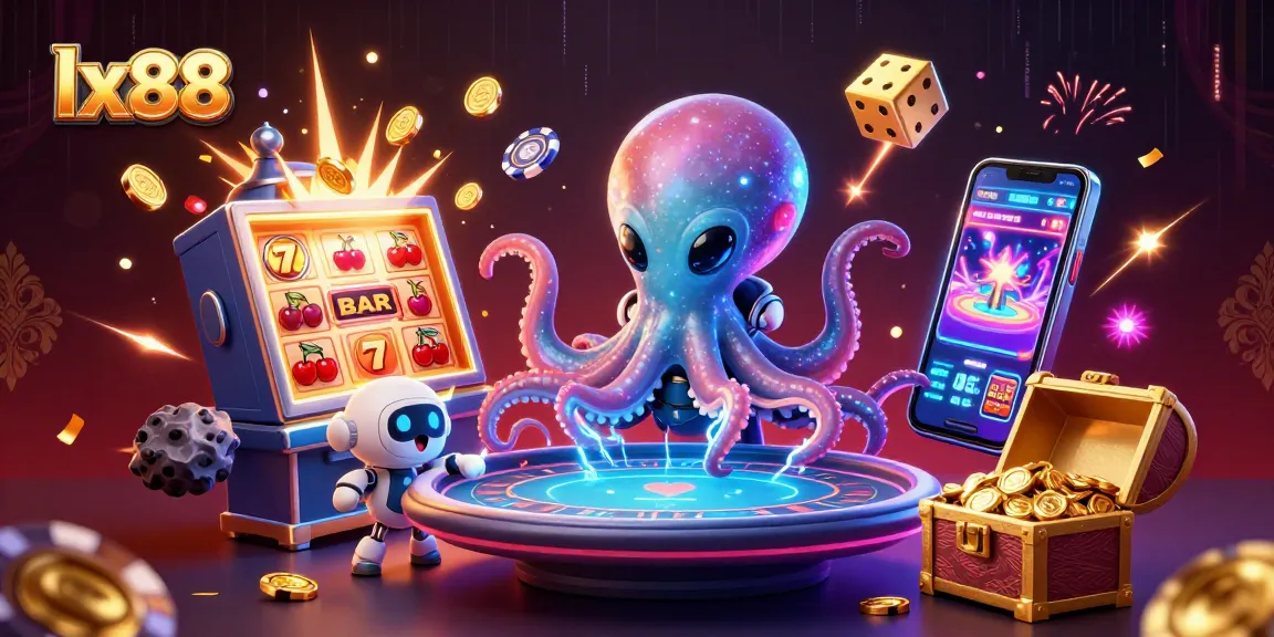 Experience thrilling gaming with lx88's vibrant alien octopus and dynamic casino elements in action.