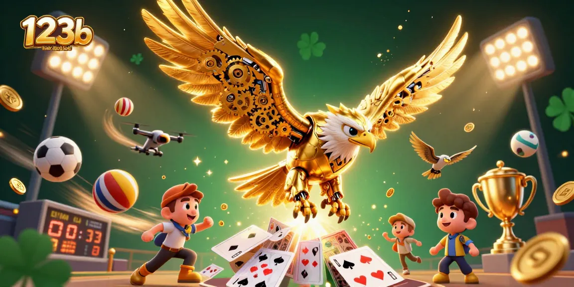 Engage with the thrilling 123b link đăng nhập as the cybernetic eagle soars amidst dynamic sports elements.