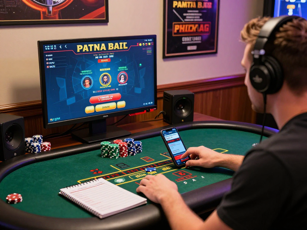 Canadian player gambling online with interactive live casino games, showcasing the excitement of gambleonline in a vibrant gaming setup.
