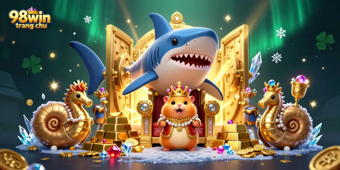 Experience the excitement of 98win trang chu with treasures bursting from a vault, inviting players to bet.
