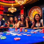 Action-packed gambling at the gaming table of website vin88 with poker chips and cards.
