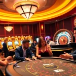 Experience the thrilling atmosphere of gambling at 888NEW casino with engaging dealers and vibrant slot machines.