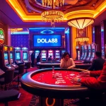 DOLA88 players enjoying thrilling games at luxurious casino tables