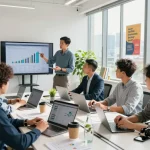 Collaborative team meeting at fabetbiz.com showcasing innovative strategies in a modern office.