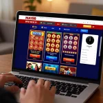 MAY88 gaming experience showcasing online casino games on a laptop with engaging graphics and responsible play features.