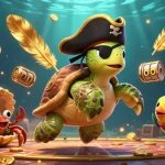 Experience thrilling spins in Dabet's vibrant casino scene filled with slot reels and treasure.