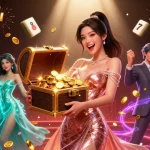 Experience excitement with gamenohu's vibrant casino treasures and joyous jackpot moments in a rich 3D scene.