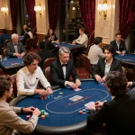 Exciting poker tournament capturing strategic gameplay at a prestigious venue, with action on link truy cập Lu88 visible.