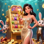 Win big at vic88 with a dazzling 3D casino scene featuring a glamorous woman and massive jackpot!