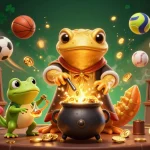 ZBET showcases a golden salamander alchemist transforming metals into gold, surrounded by dynamic sports elements.