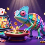 Engage with Go8's immersive casino world featuring a colorful chameleon owner and dynamic games