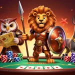 Experience the thrill of vua88 with a vibrant poker scene featuring cartoon characters and dynamic game elements.